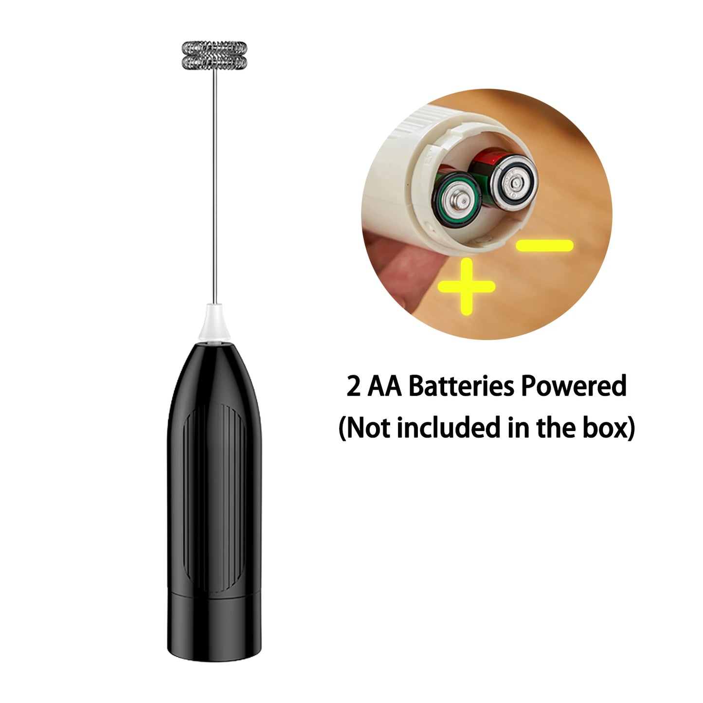 Milk Frother Handheld Electric Foam Maker Battery Powered Drink Mixer Stainless Steel Whisk for Coffee Latte Cappuccino