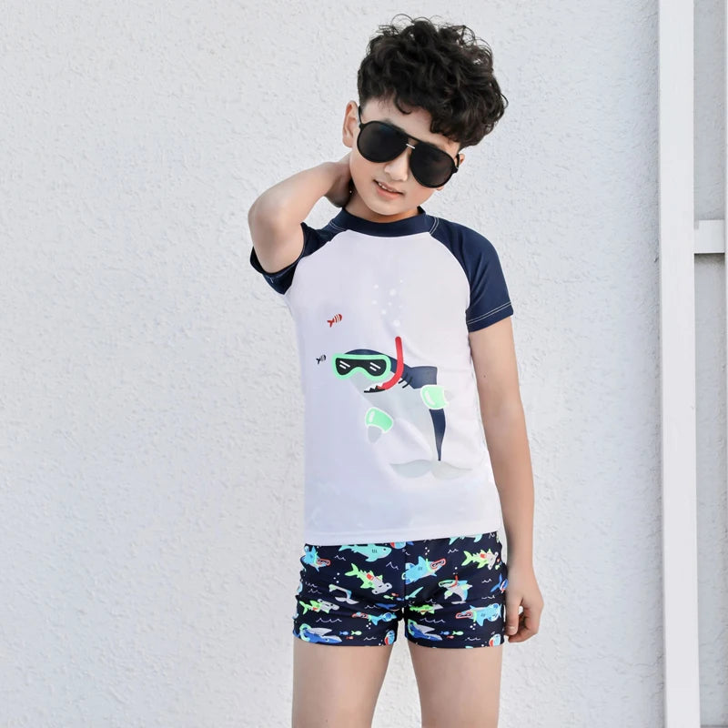 New Kids Swimsuit Medium Kids Baby Split Suit Swim Trunks Light Short Sleeve Beach Swimsuit Boys Swimsuit Swim Trunks Quick Dry