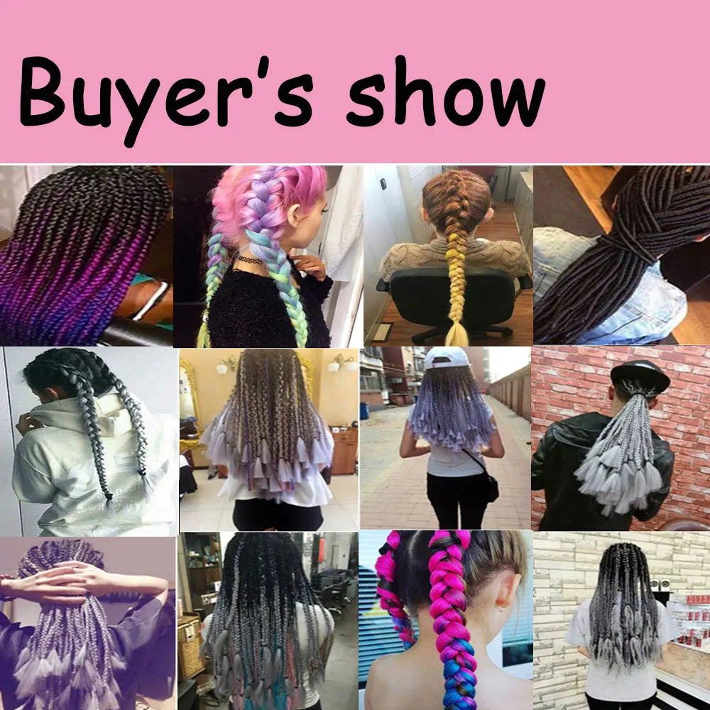 Synthetic 24Inch Long Jumbo Braids Extensions Yaki Straight Braiding Hair Afro Ombre Color Hair for Women