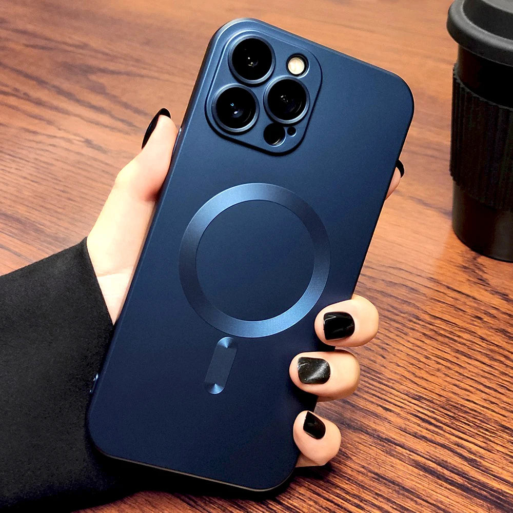 Luxury Soft TPU Matte Case For iPhone 16 15 14 13 12 11 Pro Max Plus 15Pro IPhone15 For Magsafe Mag Safe Wireless Charge Cover