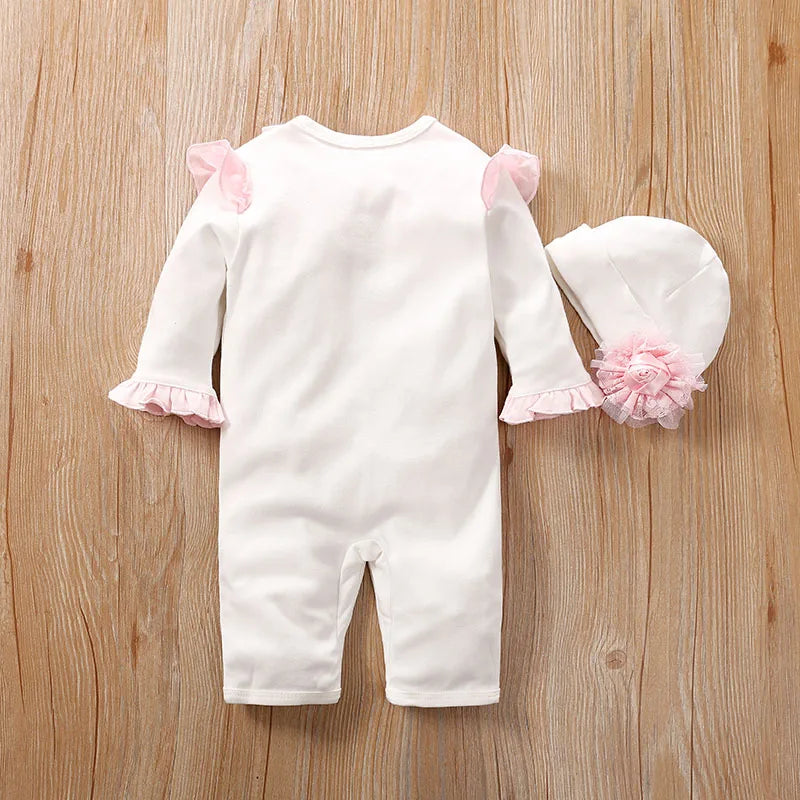 Spring and Autumn Long sleeved Newborn Bodysuit Two Piece Set for Girls and Infants Made of Pure Cotton, Comfortable and Breatha