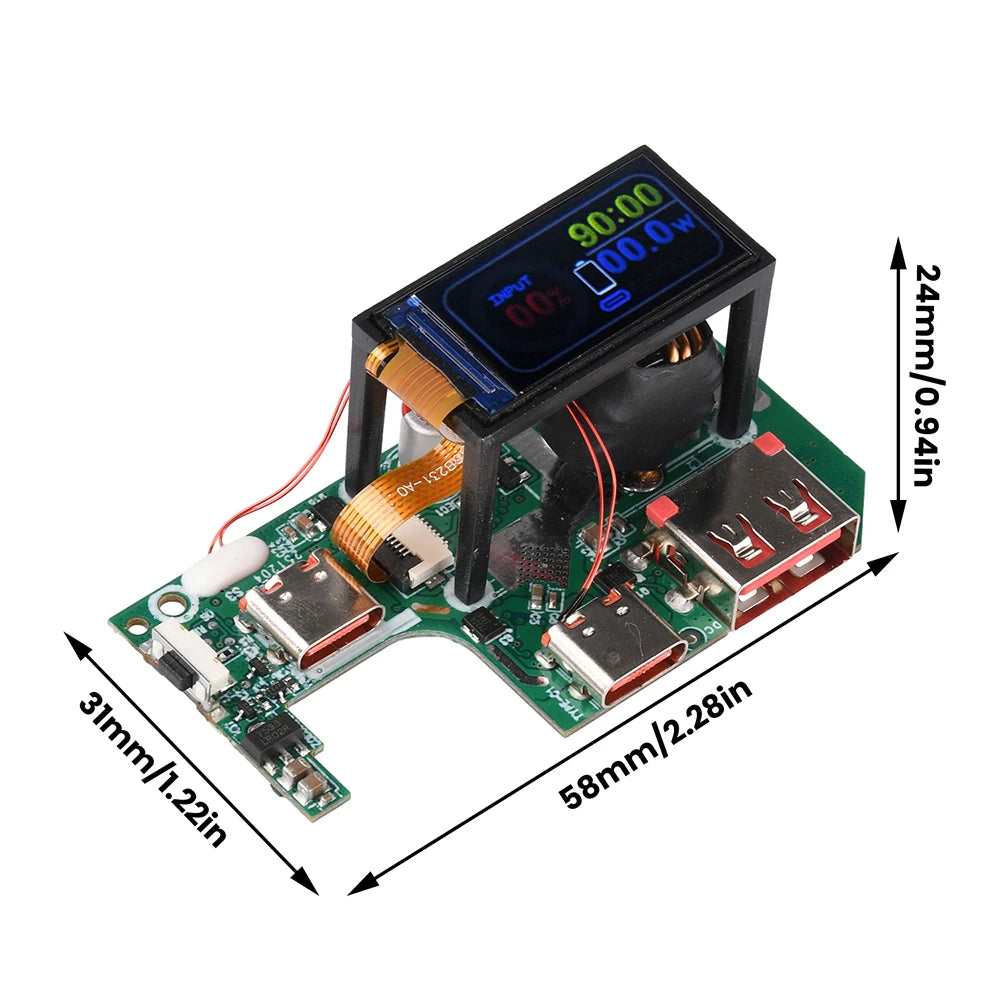 45W 2S 65W 3S Fast Charging Module with TFT Display PD QC Compatible DIY Power Bank Circuit Board for Portable Chargers
