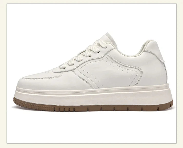 Men's Invisible Height Increasing Elevator Shoes Lace-up Sporty White Sneakers 8/10cm Taller Size Plus Invisible Elevate Shoes