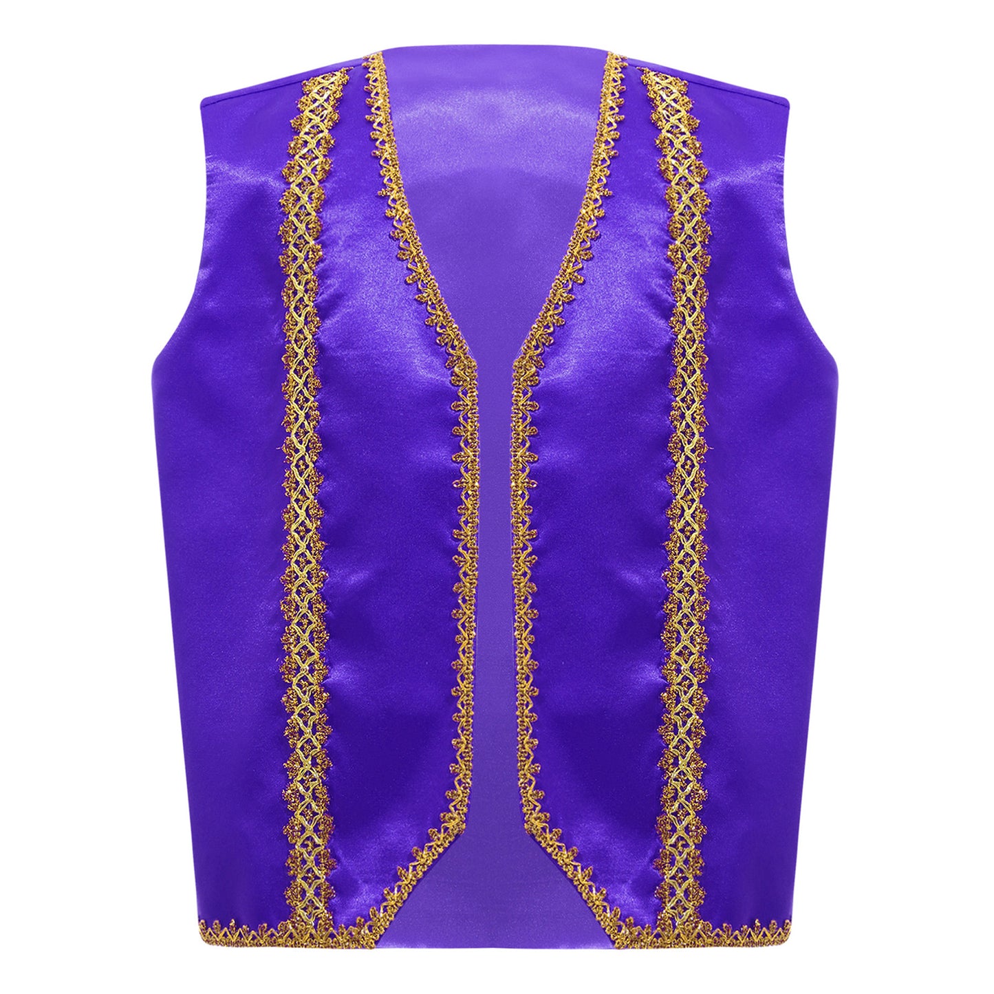 Kids Girls Boys Medieval Steampunk Costume Arabian Prince Sleeveless Golden Trim Waistcoat Vest Halloween Cosplay Fancy Dress Up