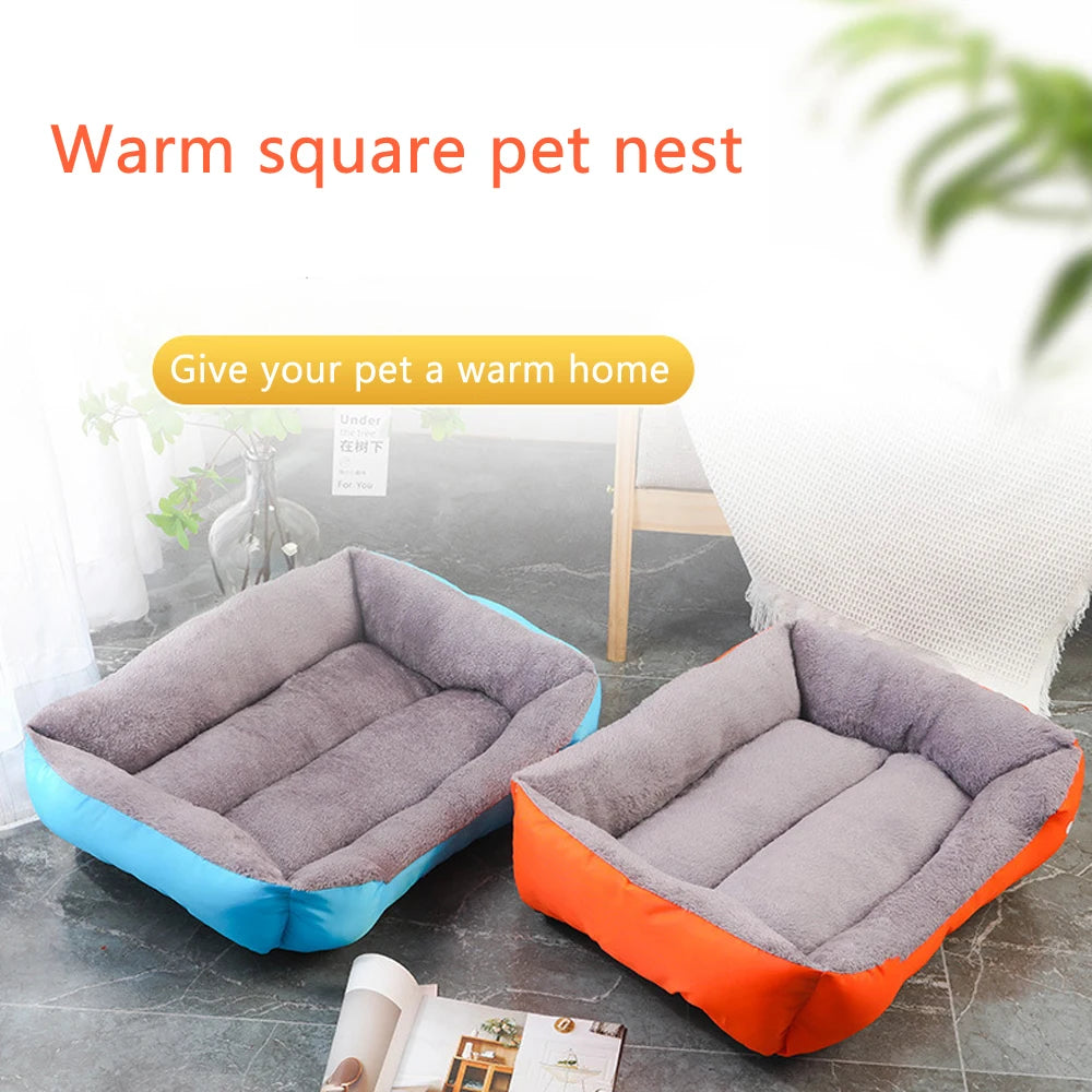 Soft Square Large Dog Sofa Elastic Dog House Cushion Winter Warm Medium Dog Bed Washable Cat Kennel House Accessories