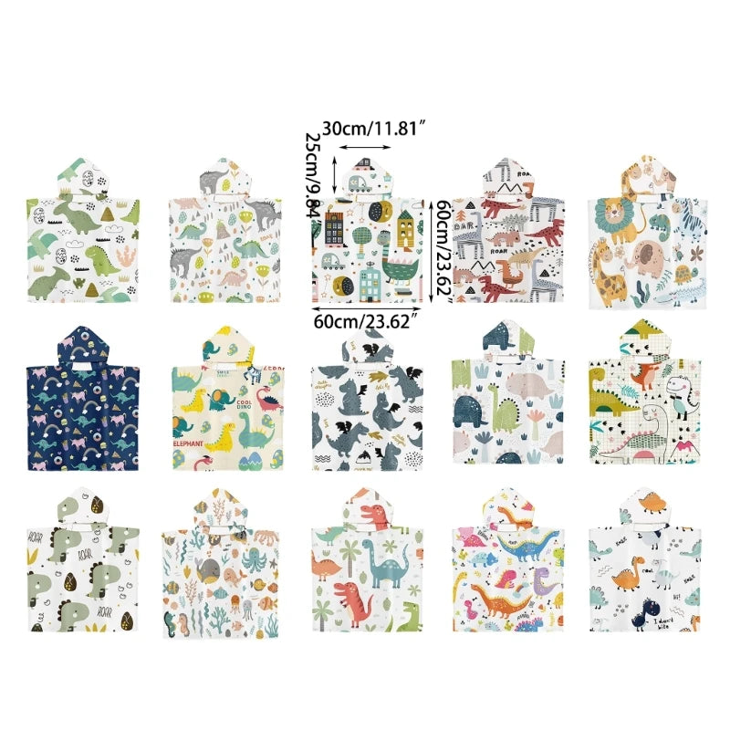 Toddler Kids Beach Towel Cotton Bathrobe Baby Boys Girls Dinosaur Animal Hooded Bathing Towel 60x60cm Children Dinosaur Blanket