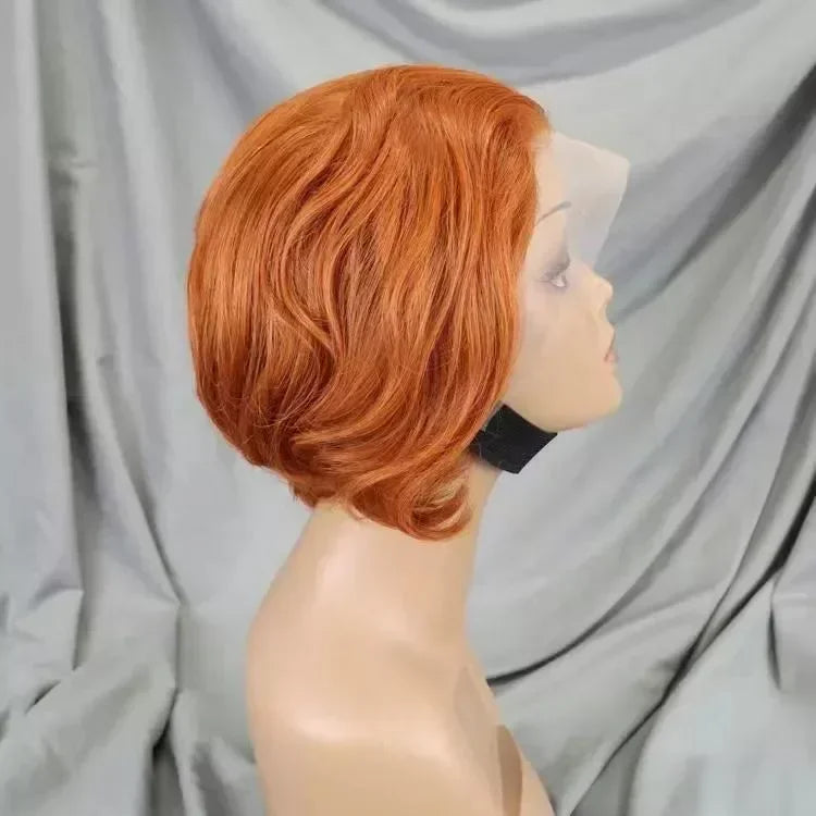 13x4 Lace Front Pixie Cut Bob Wig Highlight Honey Blonde Ombre Brazilian Remy Human Hair Pre‑Plucked Natural Hairline Soft