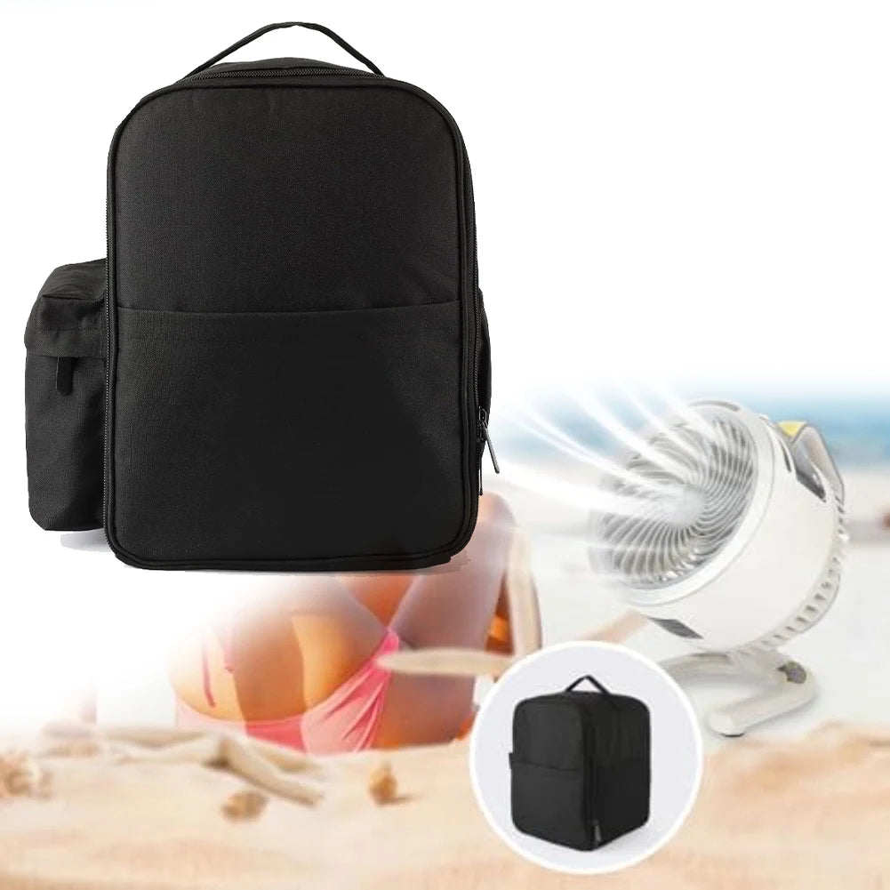 Folding Fan, Retractable Fan Storage Bag, Waterproof Camping Fan Tote, Shockproof Round Cosmetic Bag With Zipper Handle Tools