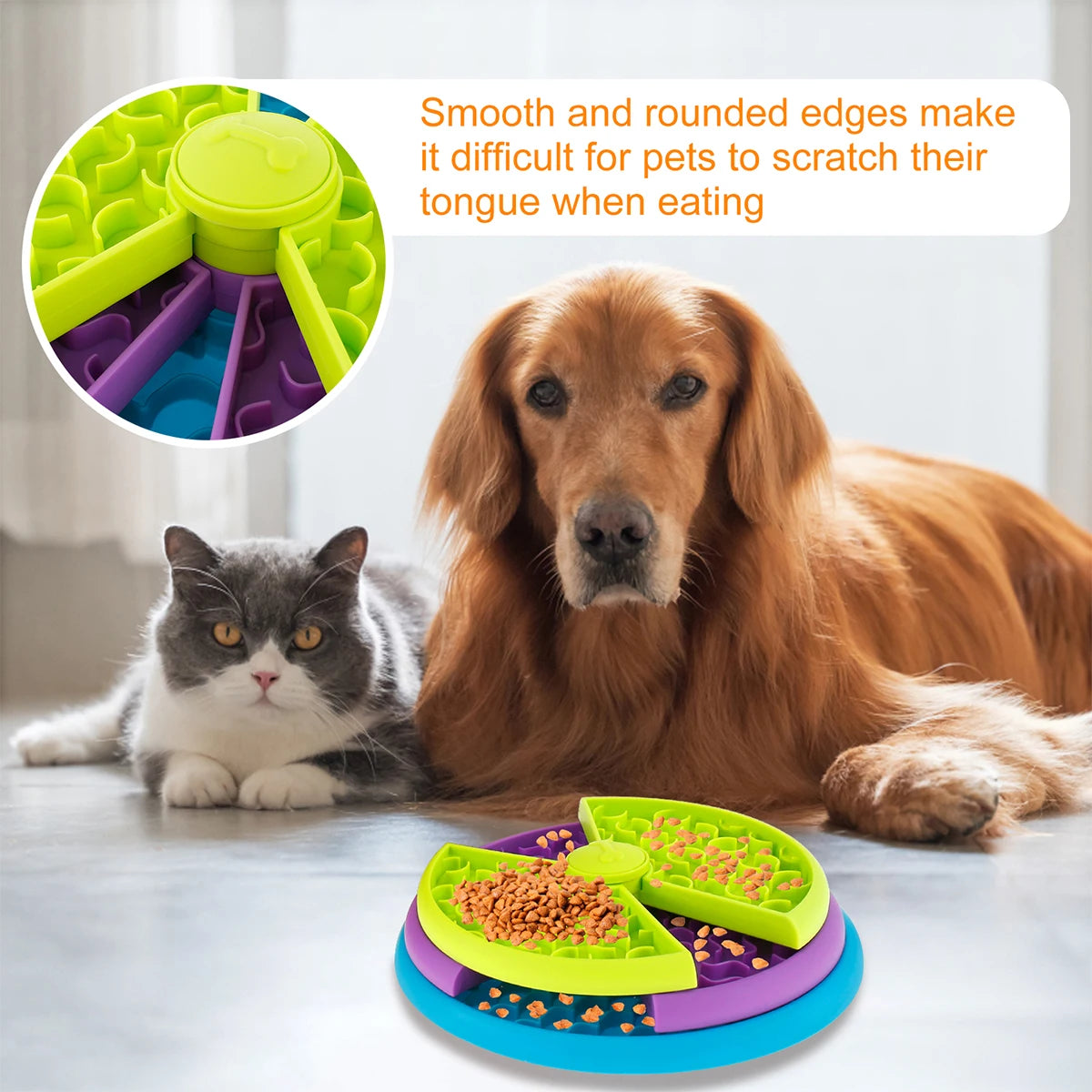 3 Layers Pet Dog Slow Feeder Bowl Spin Non Slip Puzzle Bowl Anti-Gulping Pet Slower Food Feeding Dishes Dog Bowl for Medium Smal