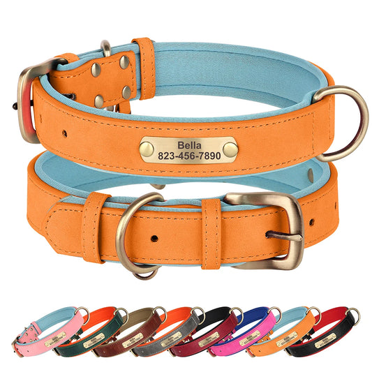 Personalized Dog Collar PU Leather Dog ID Collars Free Engraved Nameplate Adjustable For Small Medium Large Dogs Pitbull