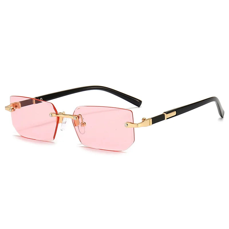 Rimless Sexy Sunglasses Rectangle Fashion Popular Women Men Shades Small Sun Glasses for Female Male Traveling Oculos