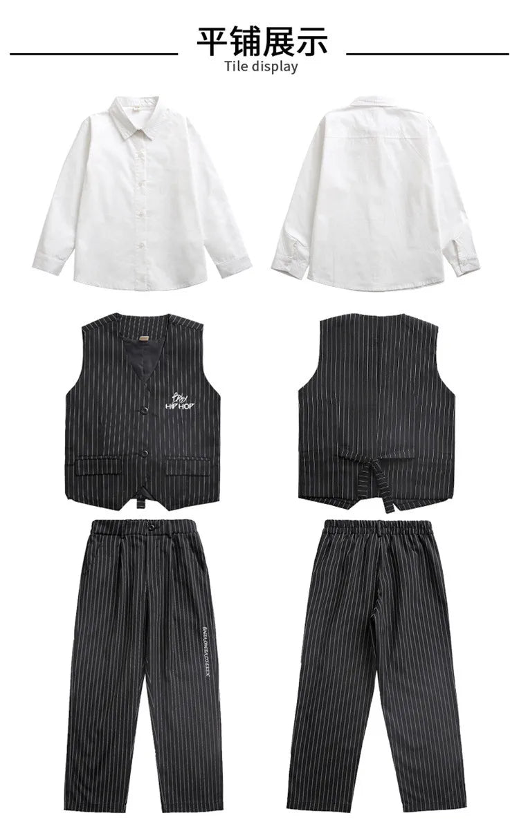 Kids Performance Costume Stage Outfit for Hiphop Dance Clothing Boys Girls Jazz Breaking Streetdance Waistcoats