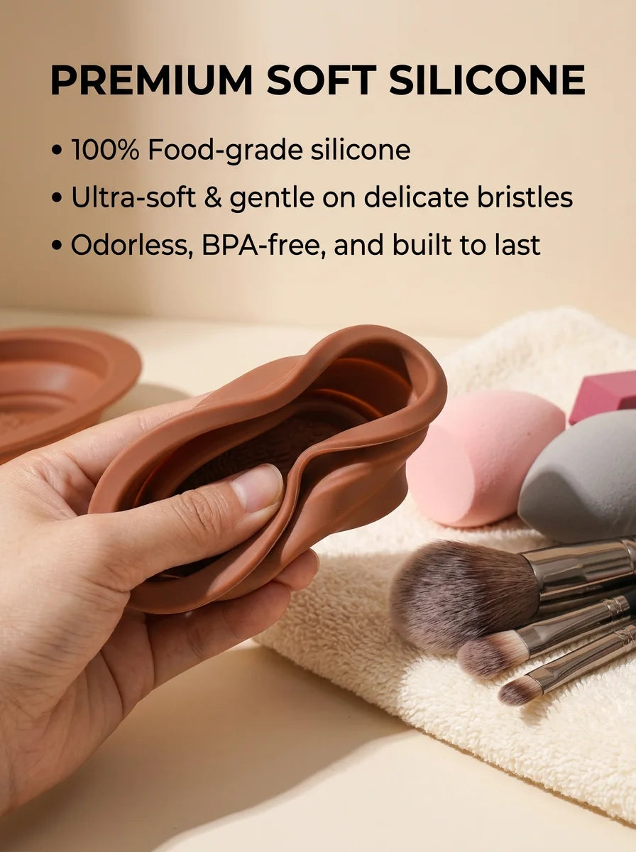 1/3Pcs Foldable Silicone Makeup Brush Cleaning Bowl Portable Cosmetic Brush Cleaner Washing Mat Beauty Sponge Cleaning Tool