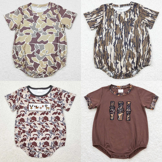 Boutique Infant Baby Boys Rompers Camo Branches Short Sleeve Bubble Rompers Fashion Toddler Boys Rompers One-Piece Jumpsuits New