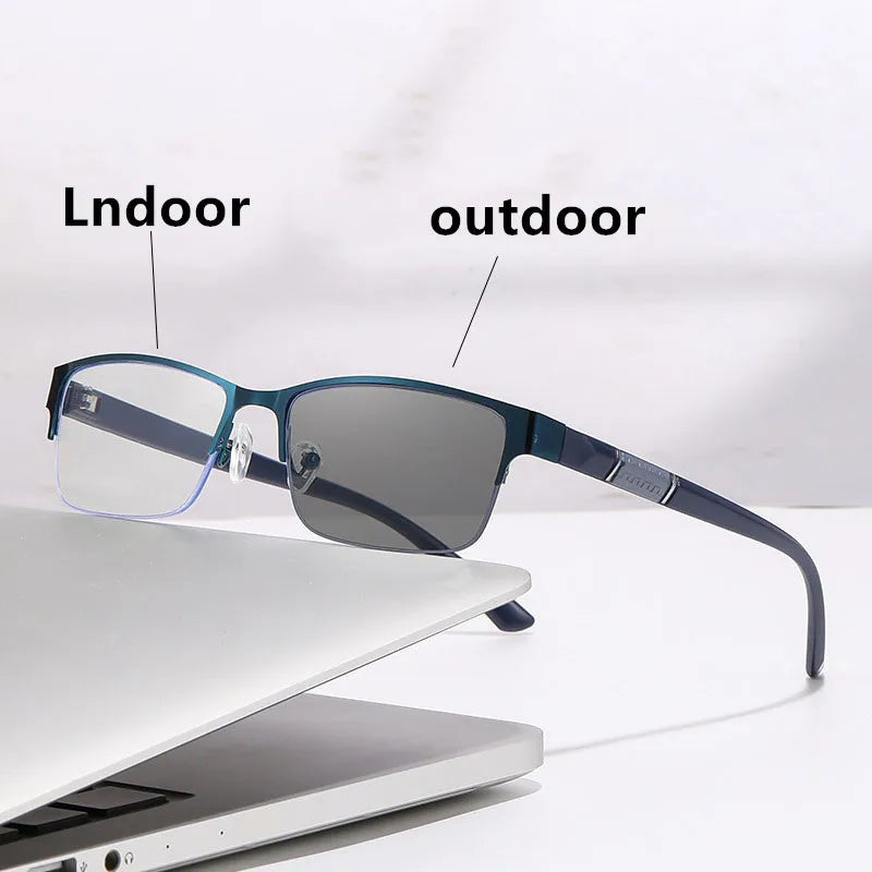 1PCS Progressive Multifocal Reading Glasses 2026New Man Woman Half-Frame Photochromic Reading Eyeglasses Versatile Outdoor Reade