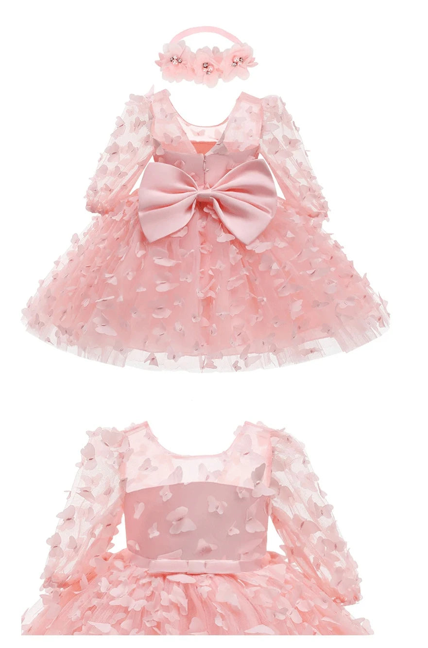 2025 New 3-24 Months Newborn Dress Flowers Mesh Fashion Party Little Princess Baby Dress Christmas Birthday Gift Kids Clothes