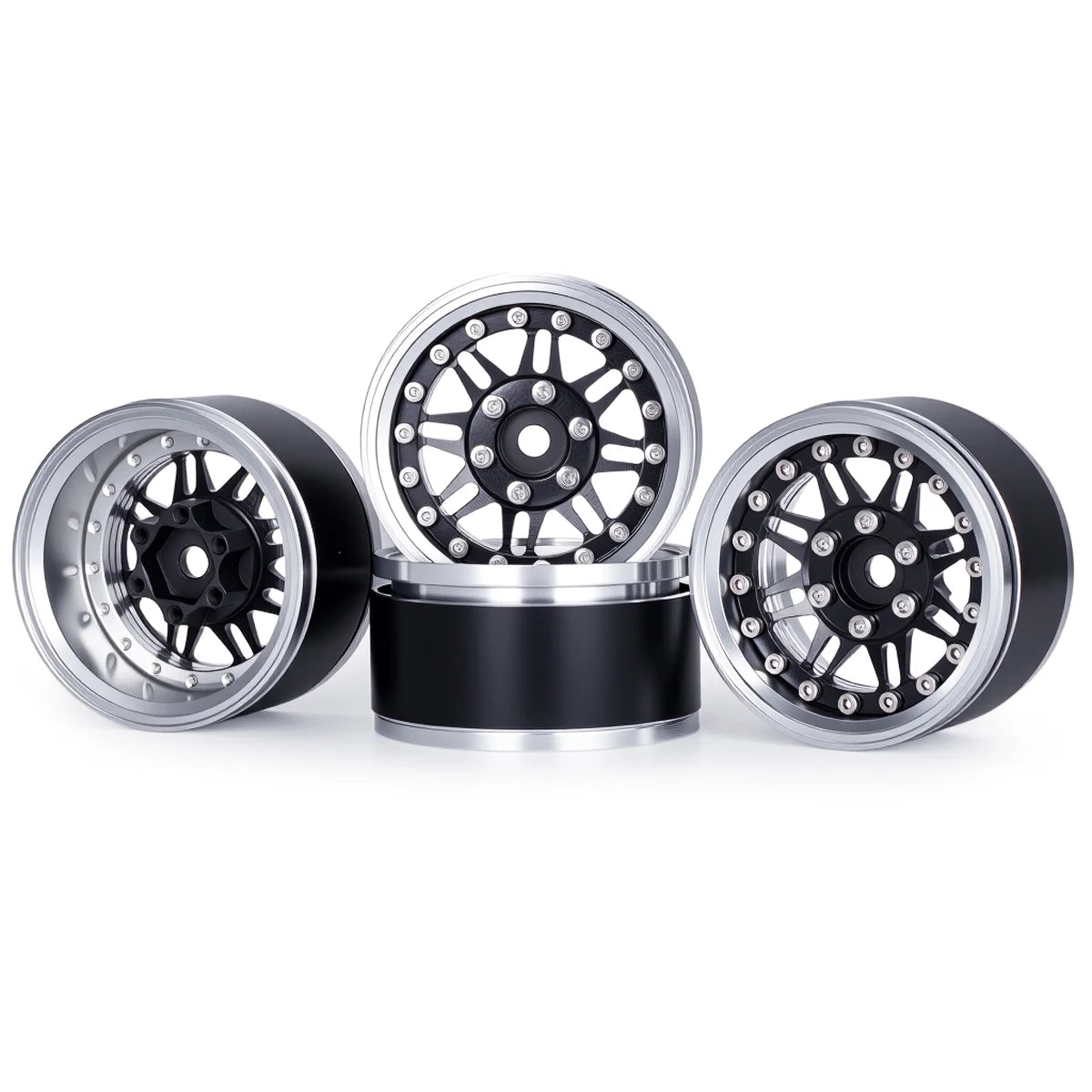 4Pcs 1.9 Aluminum Beadlock Wheel Rims Adjustable Offsetfor 1/10 RC Crawler Car TRX4 TRX6 SCX10 90046 GEN7 8 D90 Upgrade Parts