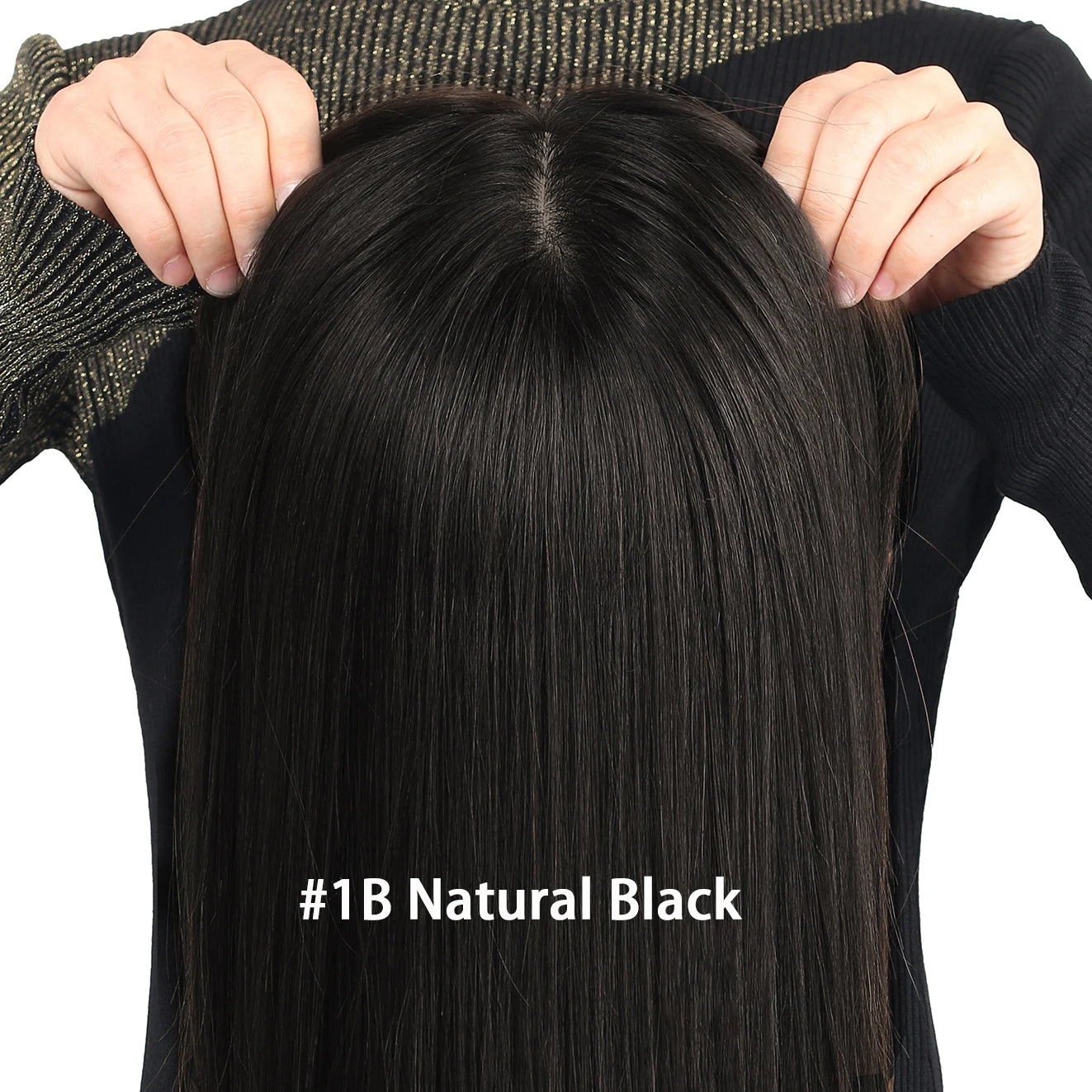 2# Dark Brown with Bangs 6x6“ Silk base Top Wig Glueless for Women 24inch Remy 100% Human Hair Wigs with Elastic Net PU Around