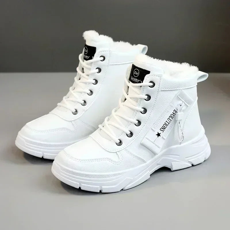 2025 New Winter Thick-soled Women Sneakers Warm Plus Velvet Cotton Shoes Large Size 42 Height-increasing Platform Women's Shoes