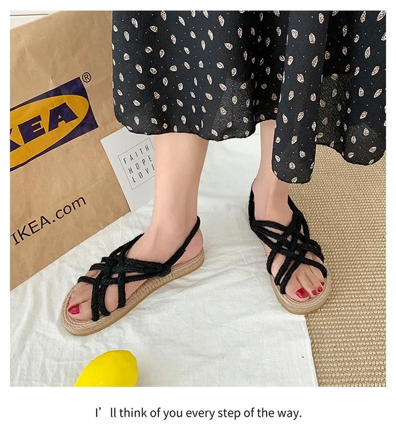 Woman Sandals Shoes Braided Rope with Traditional Casual Style and Simple Creativity Fashion Sandals Women Summer Shoes Zapatos