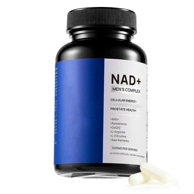 Men's Wellness Complex with NAD+ CoQ10 Resveratrol  L Arginine Daily Energy Vitality Support 60 Veggie Capsules