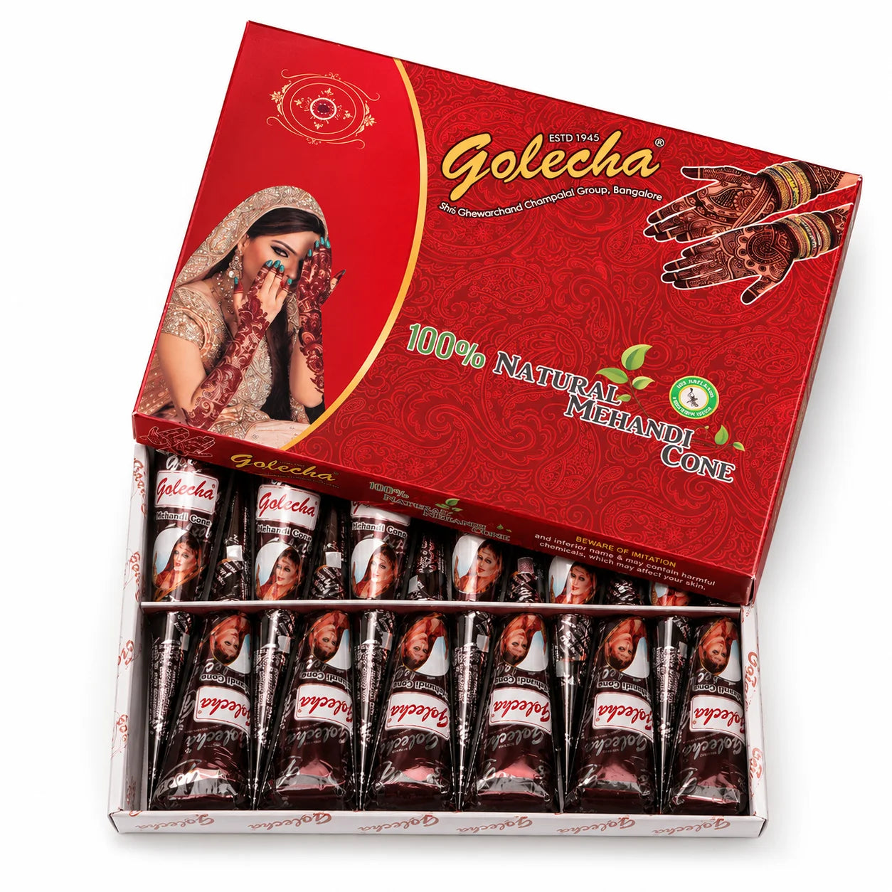 GOLECHA Brown Henna Temporary Tattoo Paste 30g Mehndi Henna Cone For Faux Freckles Hand Drawing Natural Brown Skin Stain