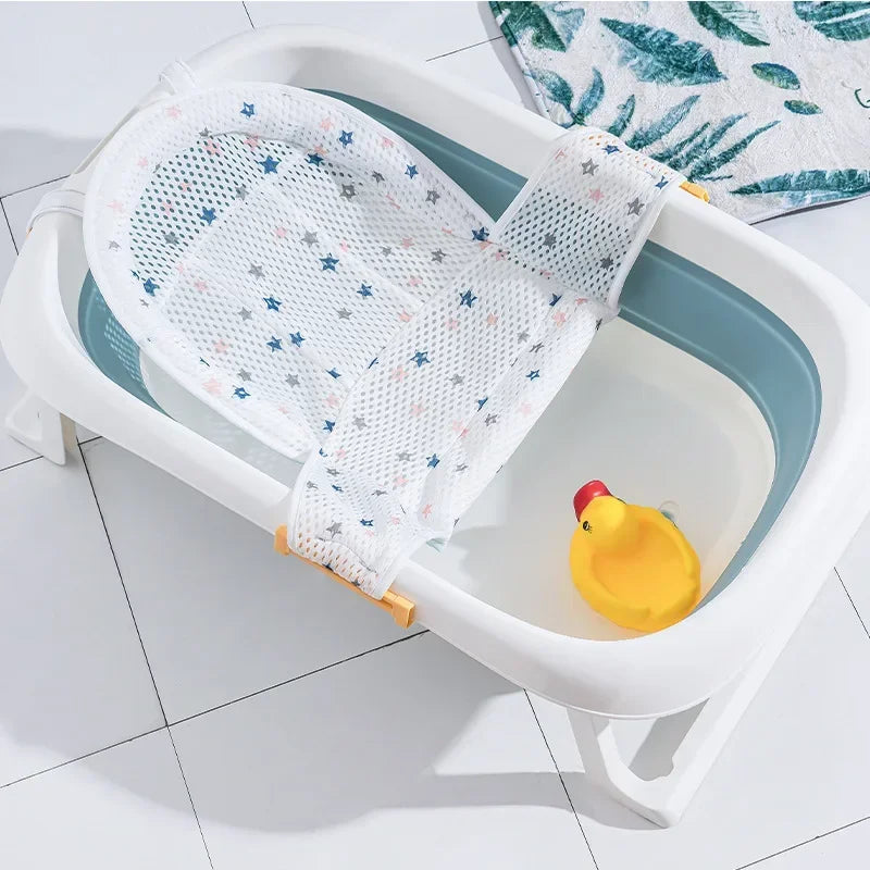 Portable Baby Bathtub Pad Ajustable Bath Tub Shower Cushion Newborn Support Seat Mat Foldable Baby Bath Seat Floating Water Pad