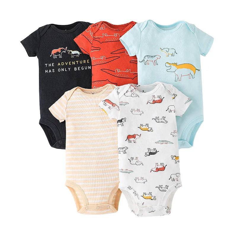 5 Pairs Newborn Baby Bodysuit Short Sleeve Infant Jumpsuit Short Sleeve Cotton Overalls Newborn Infant Jumpsuit  Kids Baby Roup