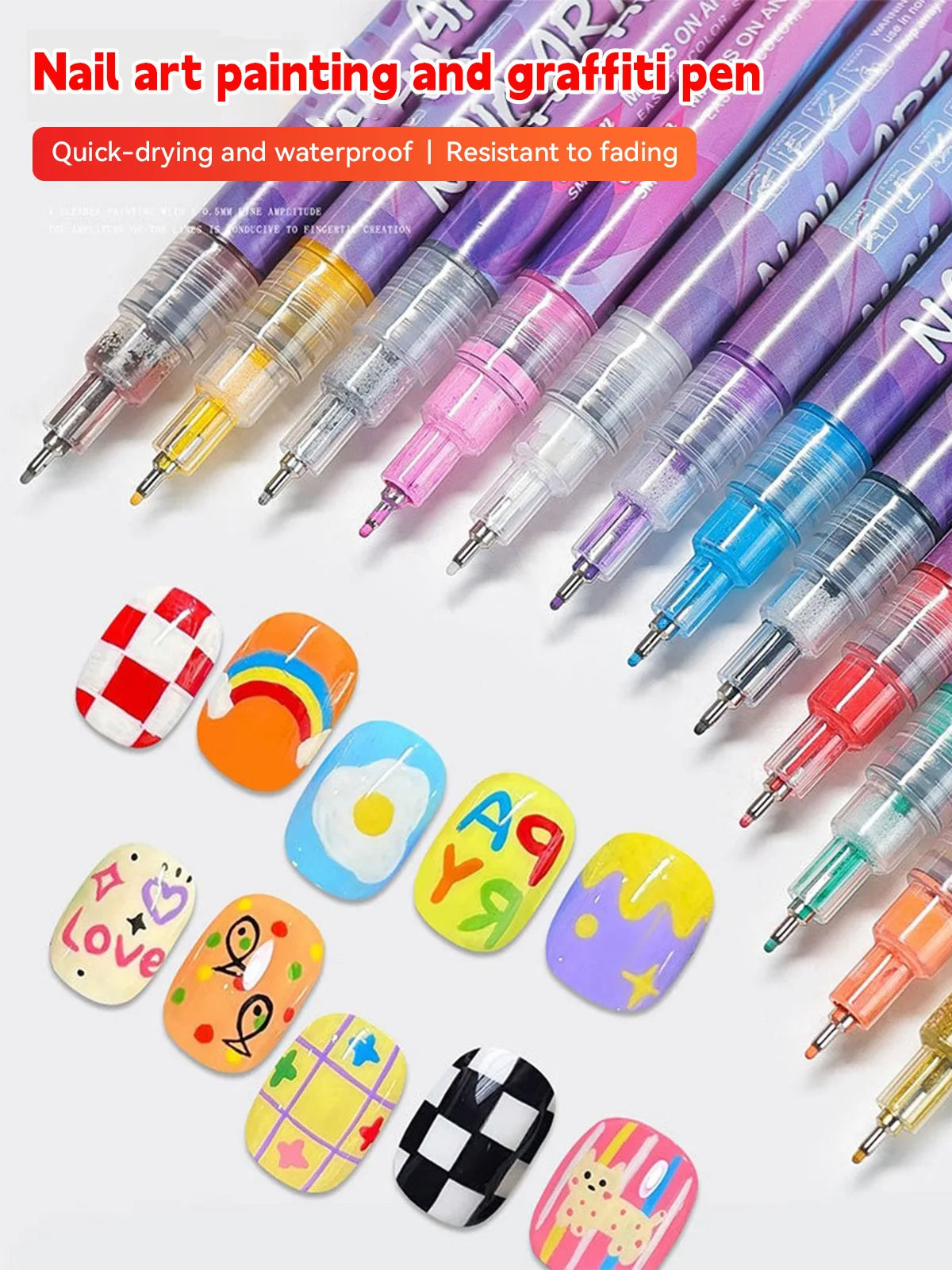12 color nail pen for gel nail christmas gift set, 3D nail polish pen, quick dry stipple DIY nail art tools