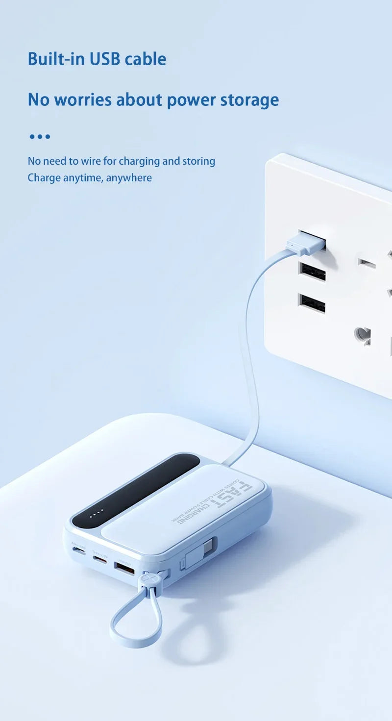 Lenovo 50000mAh Large Capacity Power Bank 4 In1 Built in Cables Intelligent Digital Display Light Fast Charging For IPhone