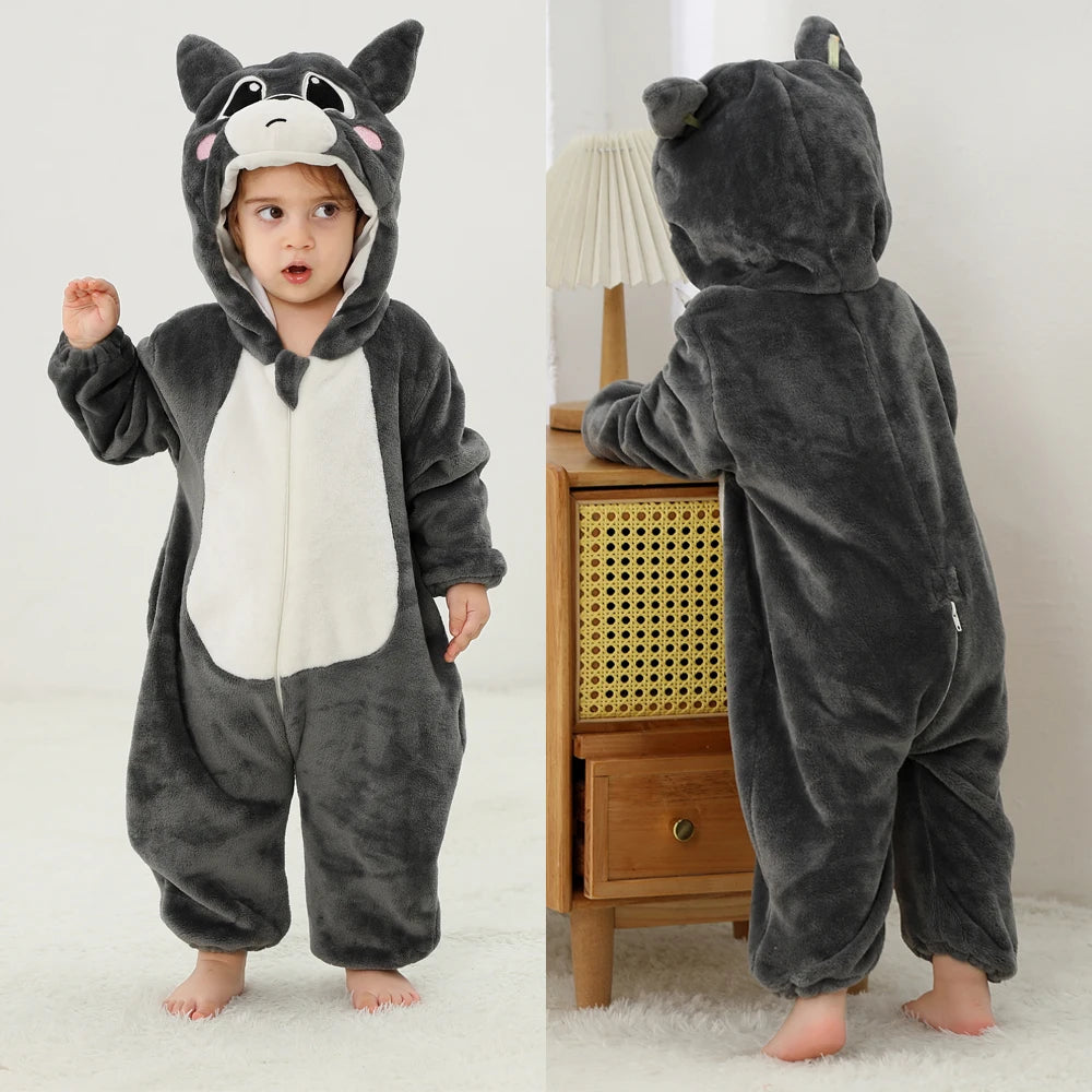 Autumn Winter Cartoon Style Winter Long Sleeve Baby Boys Girls Rompers Toddler Kids Playsuit Jumpsuits Baby Clothes Child Onesie