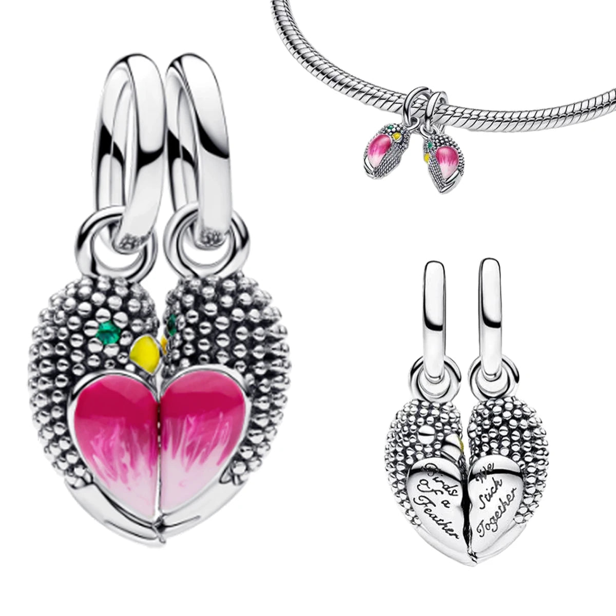 New 925 Sterling Silver Four Leaf Clover Flower Ear Stud Ring Pendant Bead fit DIY Women's Bracelets Necklaces Jewelry Gifts