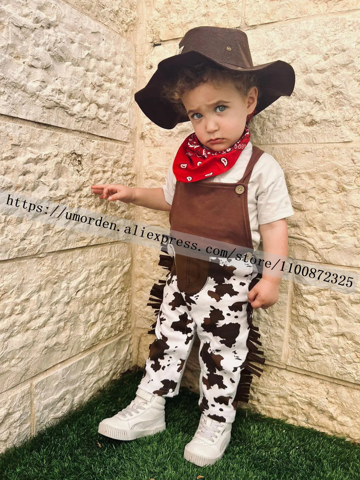 Umorden 3-24M 2-3T Toddler Infant Baby Boys Cowboy Costume Romper 3pcs/set Suspenders Style 4 Seasons 2 Wear Way
