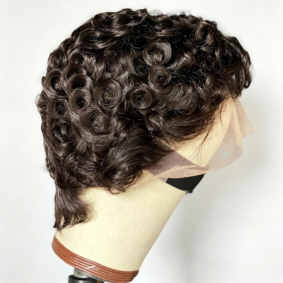 Phashion 13x4 Chioma Pixie Curly Cut Short Wigs Lace Frontal Wig Density Human Hair For Women Transparent Swiss Ready To Wear