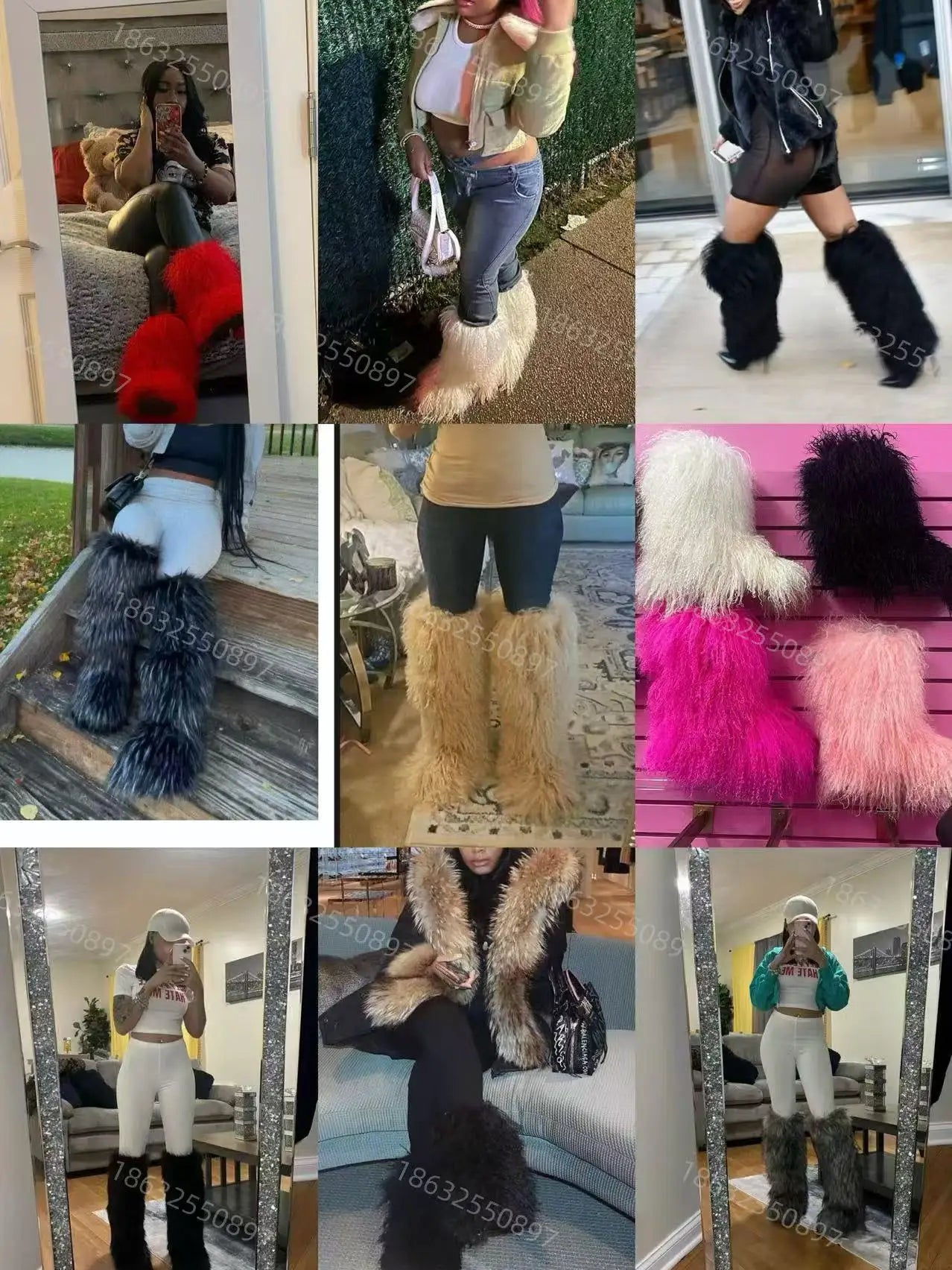 Y2K Kids Boots Winter Shoes New Faux Fur Toddler Girl Boots Fashion Colorful Fur Children Ankle Snow Boots Warm Shoes Girls