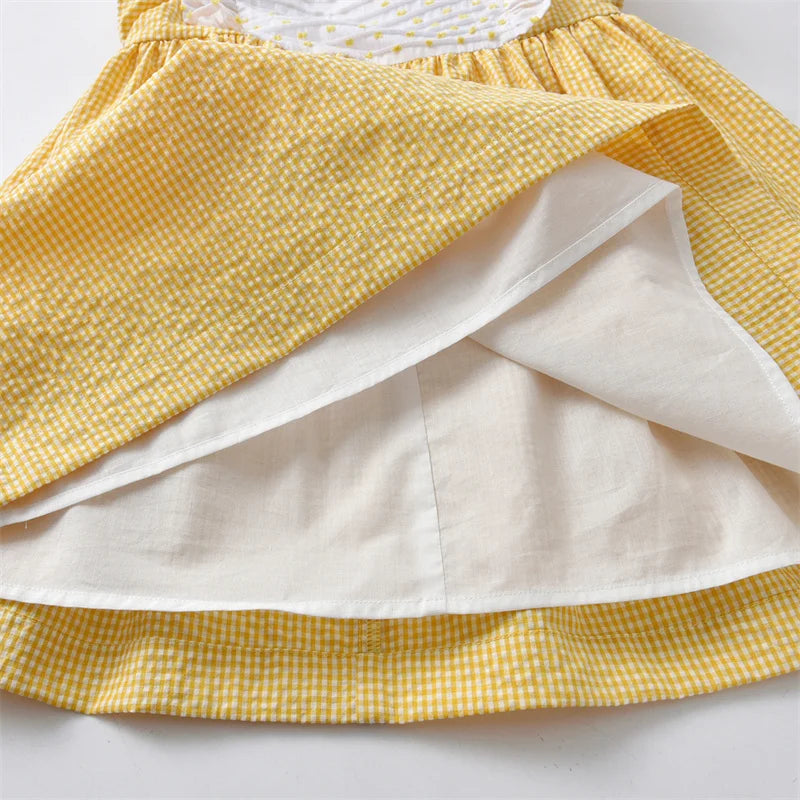 Cute Baby Girl Easter Yellow Dress Children Spanish Boutique Dresses Infant Summer Sleeveless Cotton Frocks For One Years Old