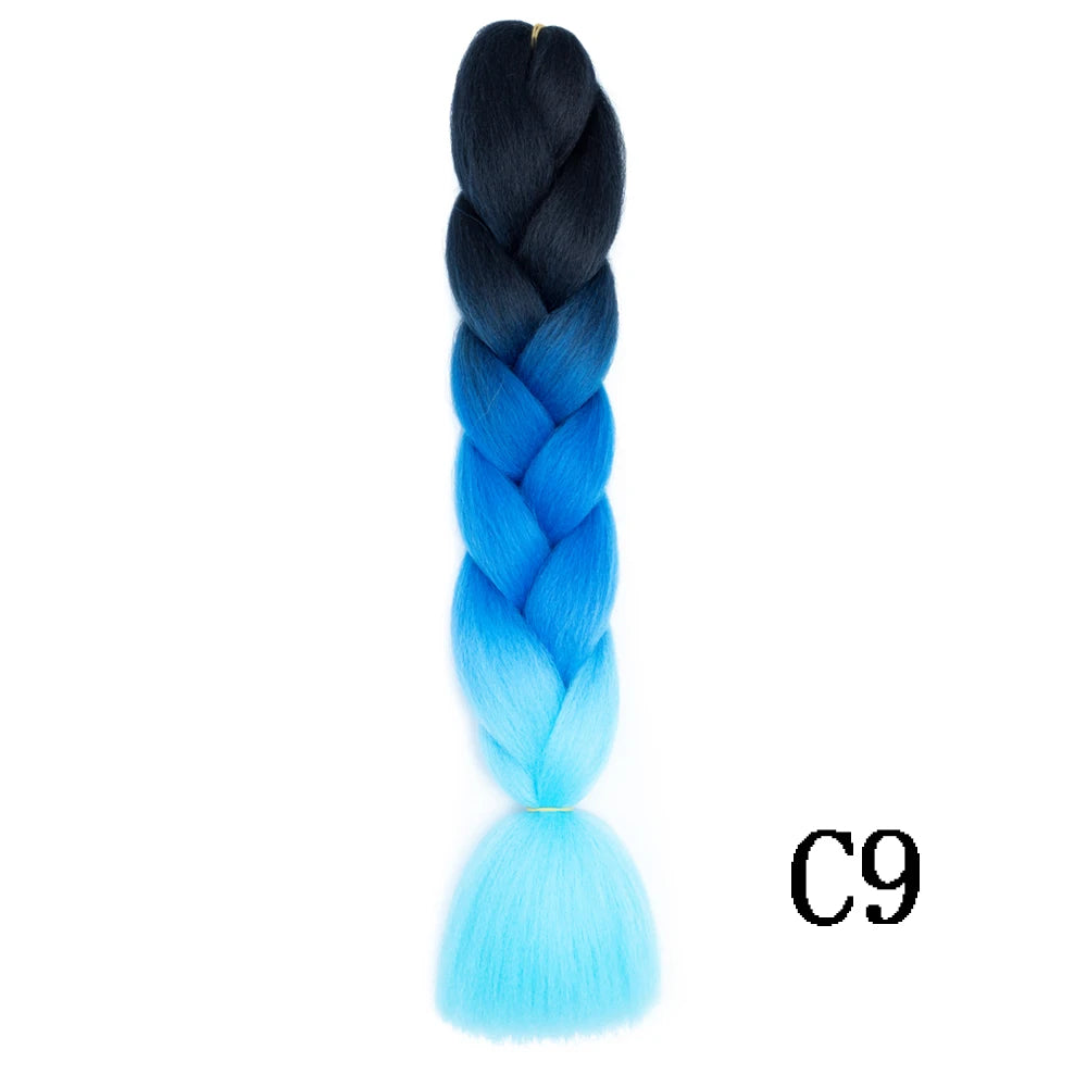 Synthetic 24Inch Long Jumbo Braids Extensions Yaki Straight Braiding Hair Afro Ombre Color Hair for Women
