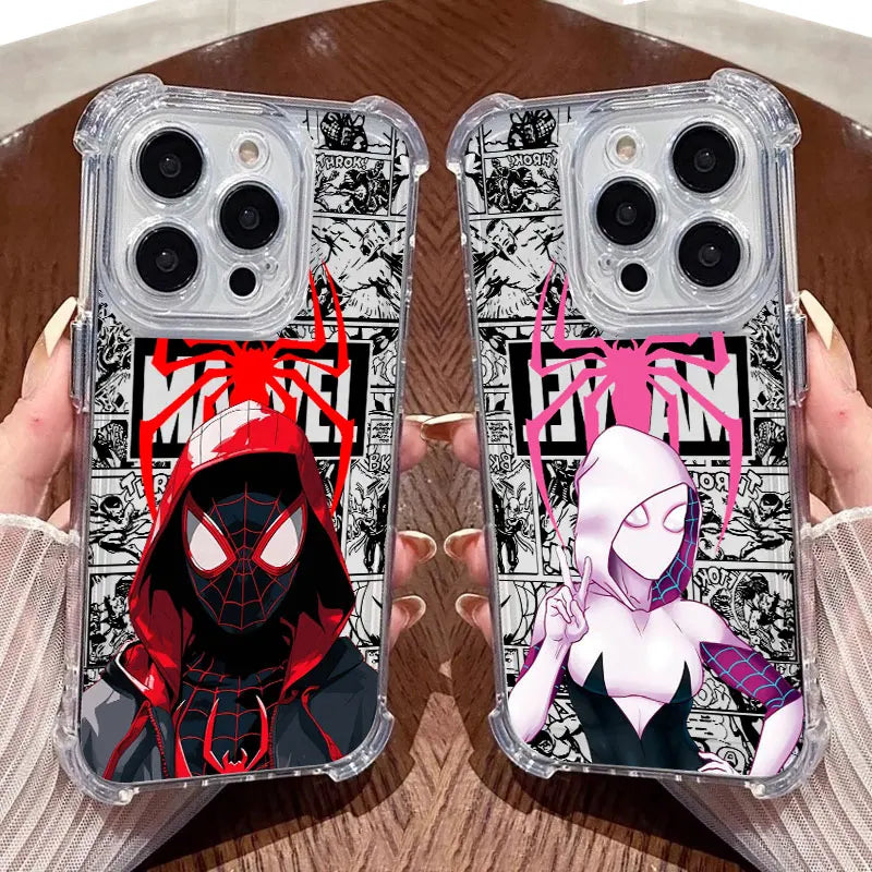 Clear Case For iPhone 17 16 15 14 13 12 11 Pro Max 16e 17e Air 13 15 Plus XS X 7 8 Shockproof Phone Cover Marvel Spider Man Gwen