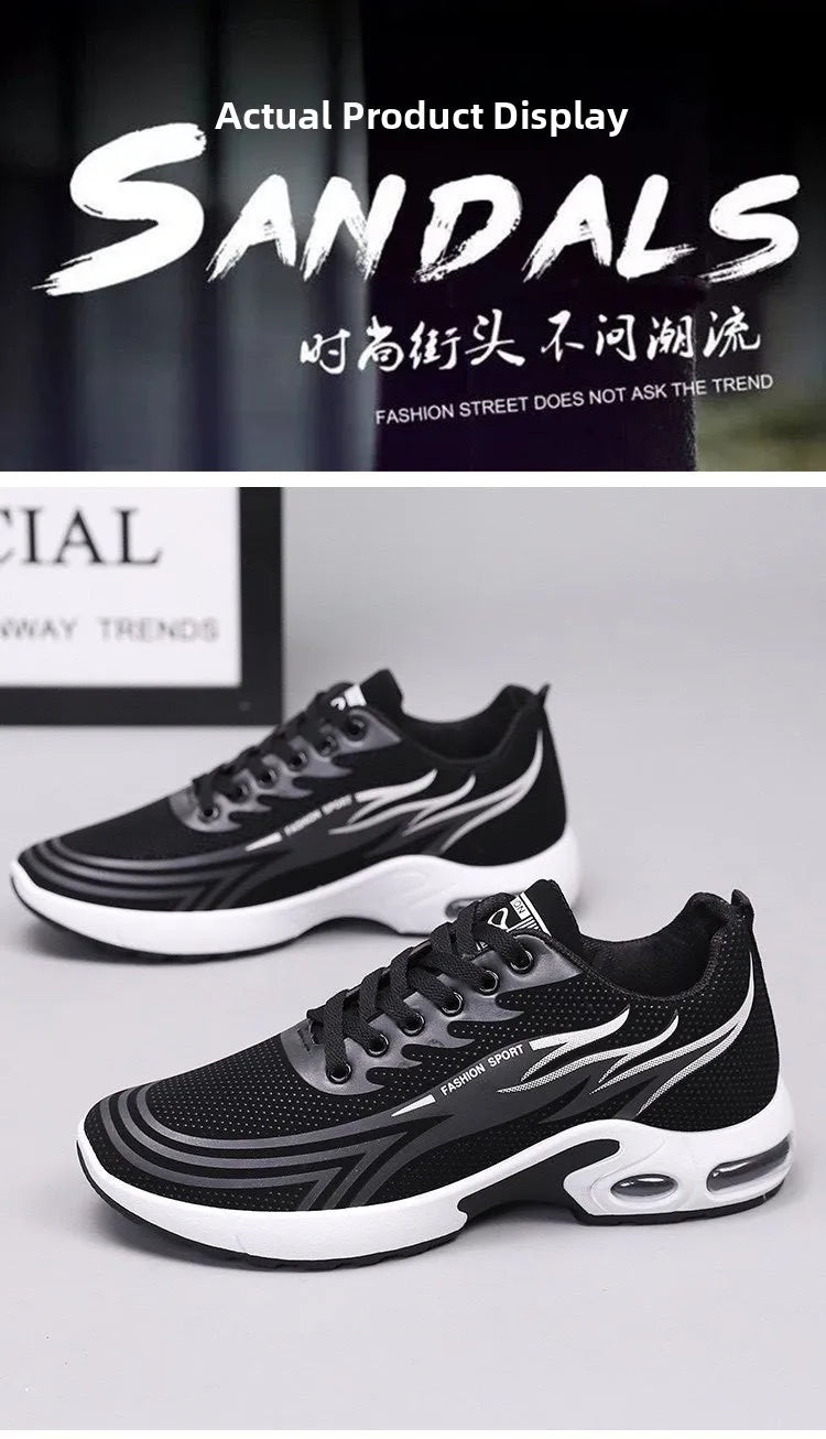 Men's Sport Shoes New Lightweight Comfortable Fashionable Casual Running Shoes Suitable for Youth Thick Bottom Running Style