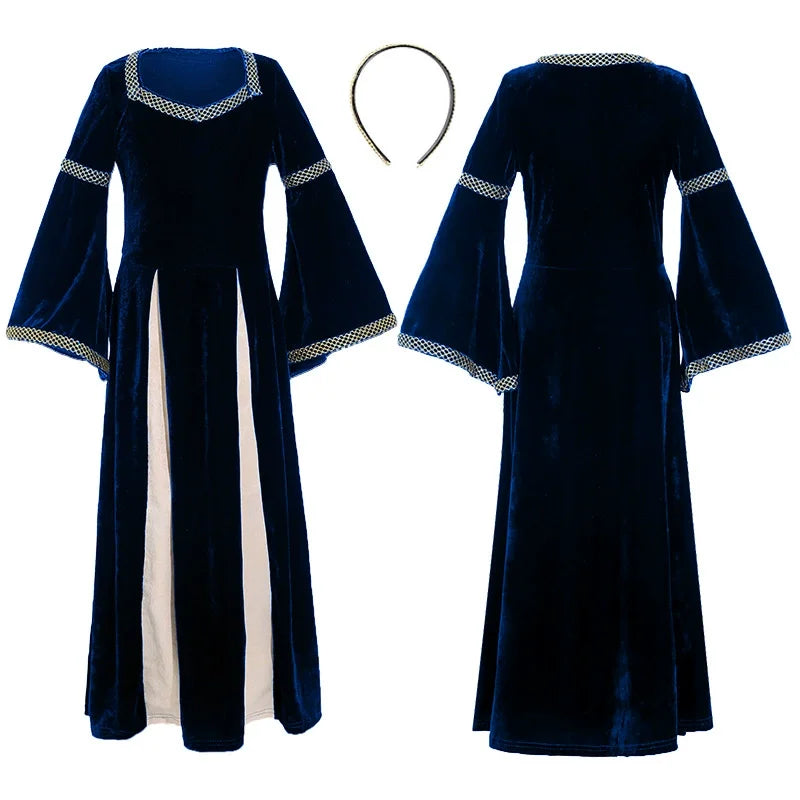 Halloween Girls Costumes Carnival Renaissance Retro Medieval Musical Theater Stage Costumes Palace Style Bell Sleeve Long Dress
