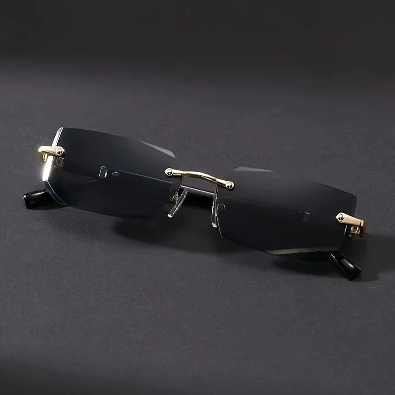 1pc Rimless Sunglasses Rectangle Women Men Shades Small Square Sun Glasses For Female Male Beach Vacation Travel Eyewear