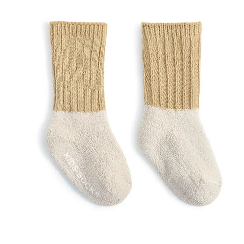 MILANCEL Winter New Baby Socks Infant Patchwork Non-slip Socks Newborn Baby Thickened Warm Socks