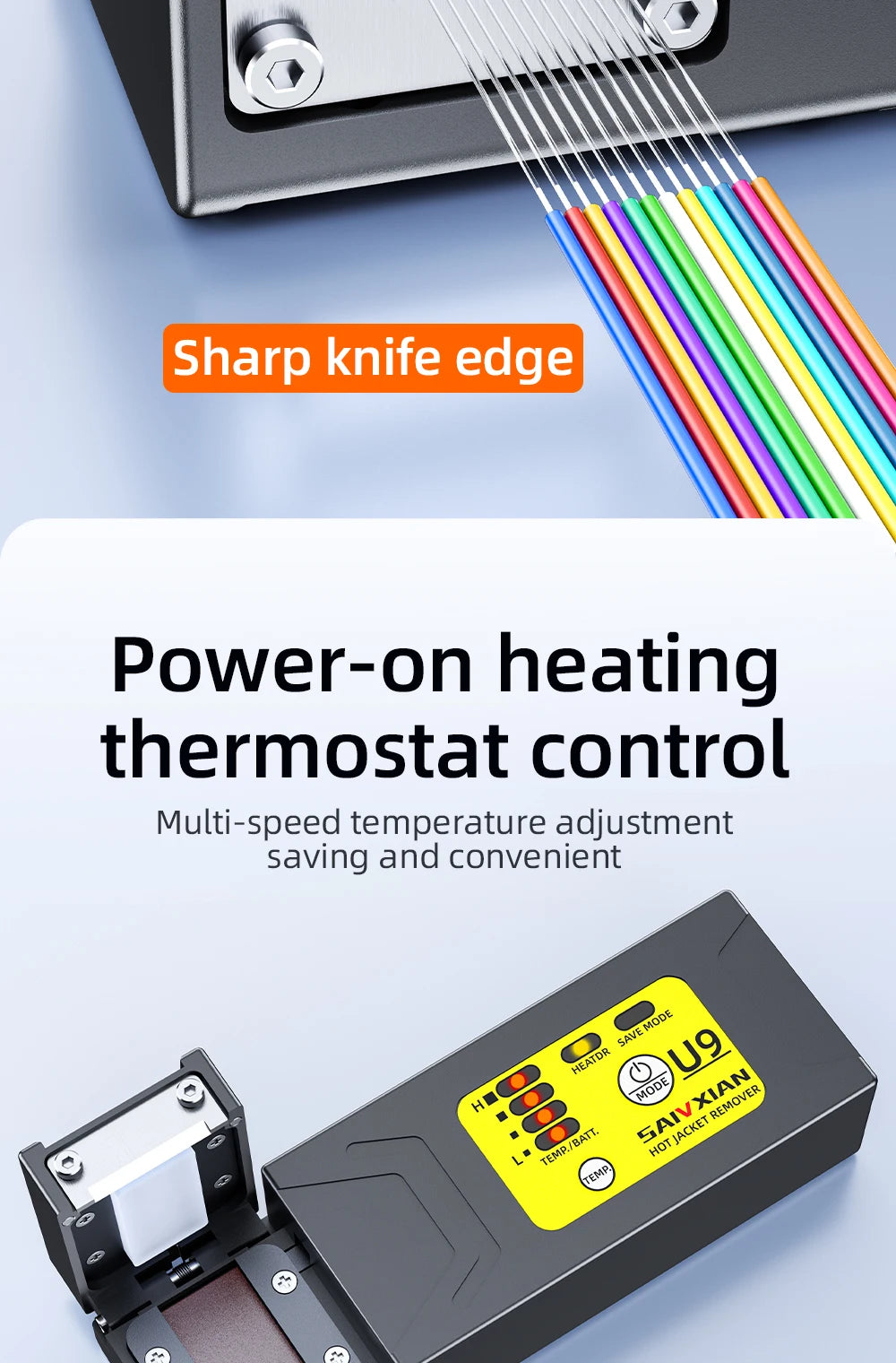 Fiber Thermal Stripper Pliers Heated Optical Wire Stripping Slitter Ribbon Fiber Hot Stripper Cable Fusion Tool SAIVXIAN U9