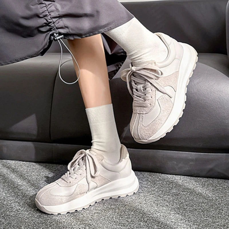 Women's Sneakers Shoes 2026 New Woven Non-slip Genuine Leather Sneakers For Women Large Size Breathable Casual Shoes Female