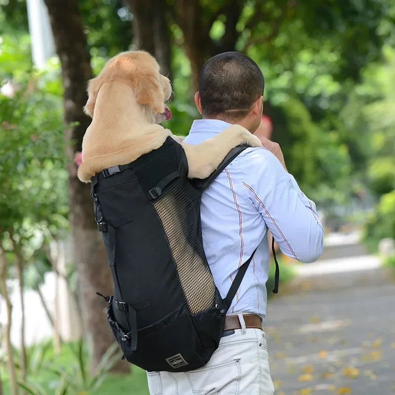 Breathable Large Dog Backpack Carrier - Durable Adjustable Outdoor Hiking Dog Bag Perfect for Large Golden Retriever & Bulldog