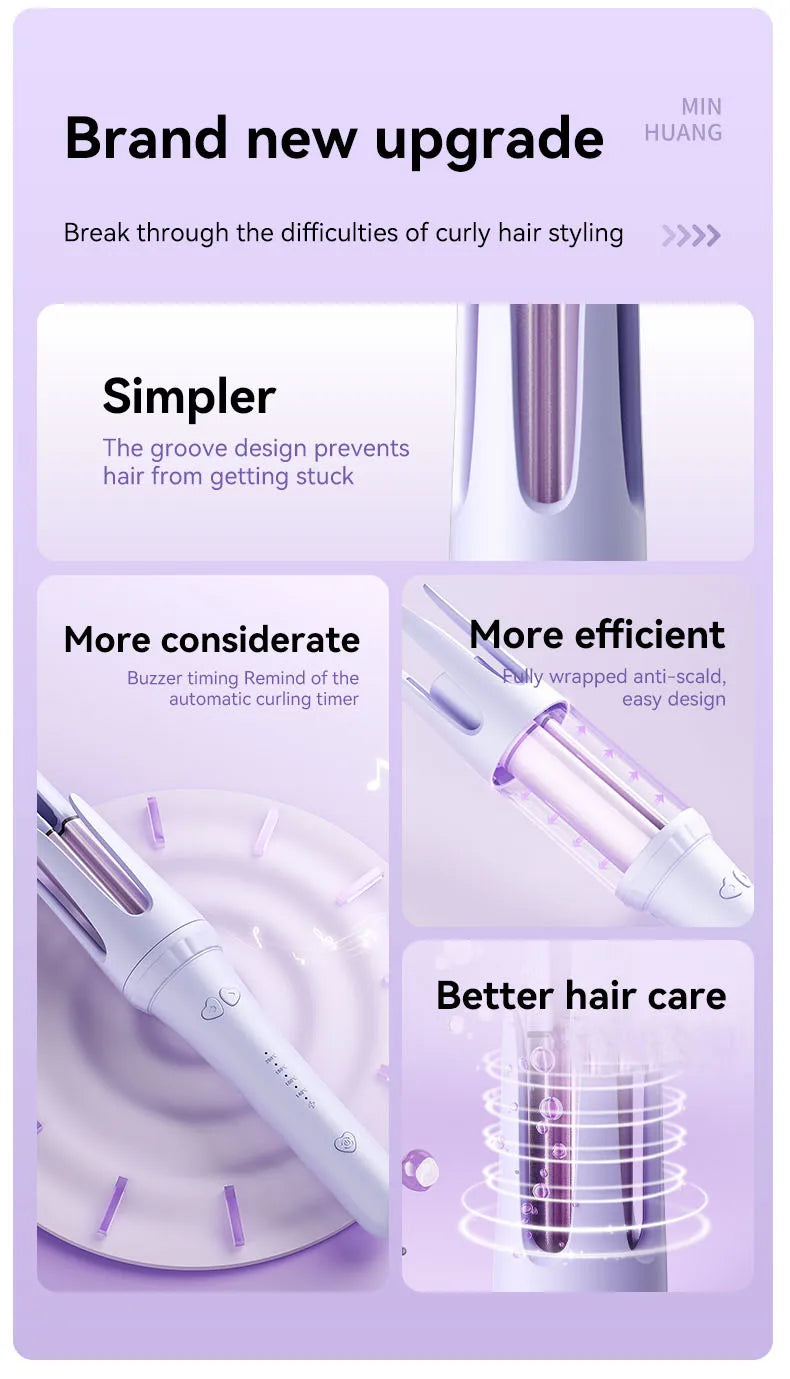 32MM Automatic Curling Iron with 1 Billion Ions Smart Auto Shut-Off Anti-Scald Hair Curler for Women Styling Tool