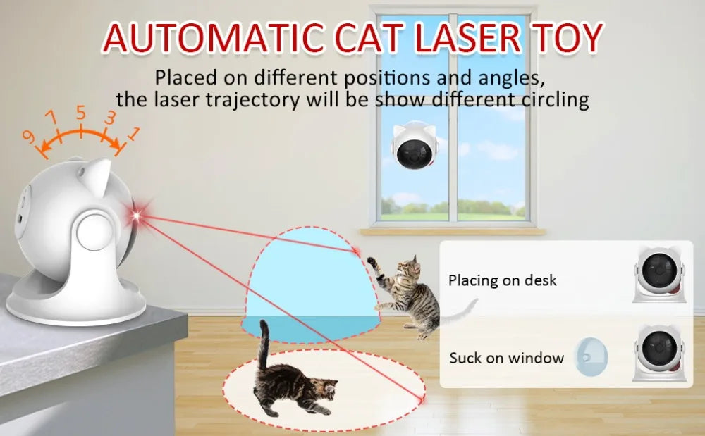 ATUBAN Automatic Cat Laser Toys, Interactive Cat Toys Built-in Real Motion Sensor, Multi-Angle Adjustable Rechargeable Pet Toys
