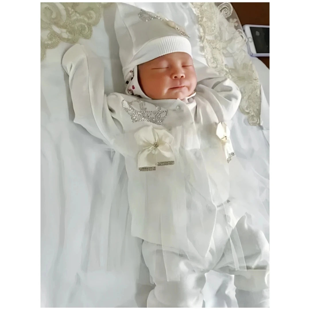 5pcs Newborn Baby Embroidery Lace Romper Outfit Clothing Cotton Infant Wrapped Baby Products Pants Mittens Receiving Blanket