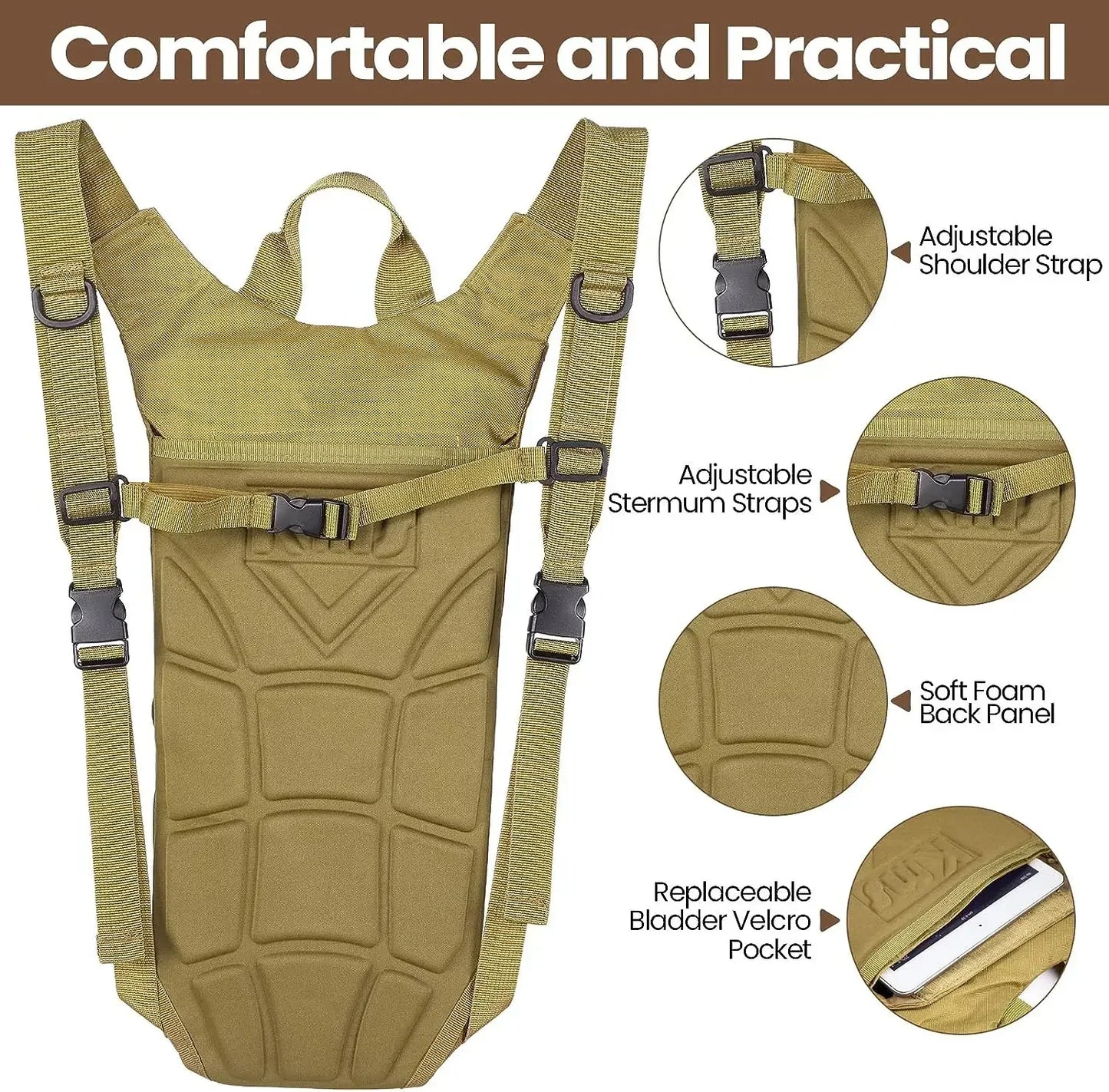 3L Water Bladder Hydration Backpack Waterproof Lightweight Nylon Outdoor Sports Bag For Hiking Cycling Running Climbing