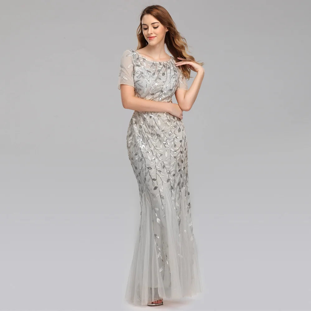 Sexy vintage Maxi Sequin cocktail Dress bridesmaid Prom Dresses for Women Casual Party Long sleeve club Bodycon Dress vestidos